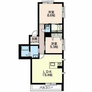フェリシード山中【0201号室】の間取り