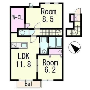 セントロイエル草津ガーデンC棟【2階】の間取り
