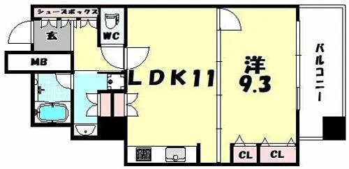 アルグラッド ザ・タワー心斎橋【14階】の間取り