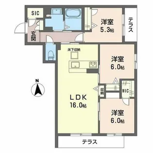 シャーメゾン バルーンフラワー【0102号室】の間取り