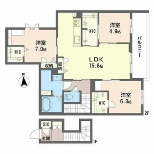 シャーメゾン バルーンフラワー【0201号室】の間取り