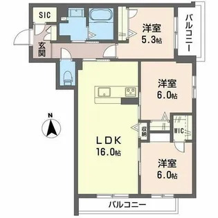 シャーメゾン バルーンフラワー【0202号室】の間取り