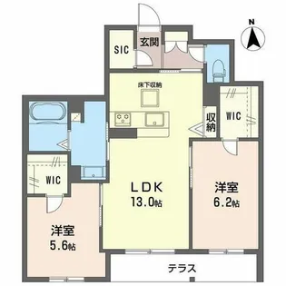 シャーメゾン バルーンフラワー【0103号室】の間取り