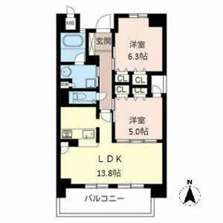 ヴィラ真法院町【0301号室】の間取り