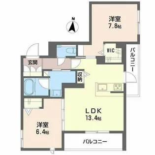シャーメゾン 朔 OKAMOTO【0201号室】の間取り