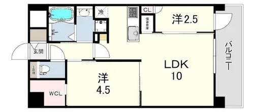THE SENSE RESIDENCE 甲南山手【4階】の間取り