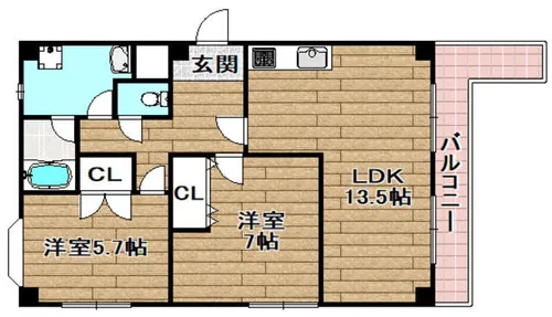 西真上コーポ【201号室】の間取り
