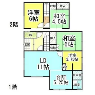 北海道釧路市白樺台2丁目【一戸建】の間取り