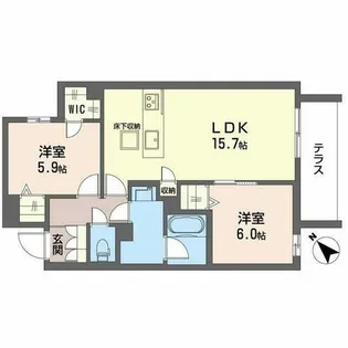 カヴァリエーレ【0105号室】の間取り
