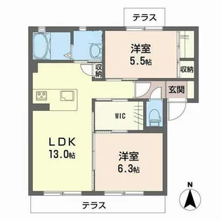 シャルマン ワイキューブ【B101号室】の間取り