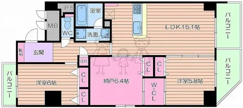 グラート西田辺【9階】の間取り