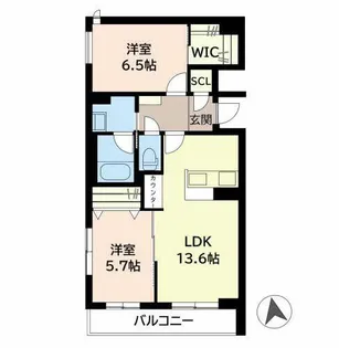 コート ヴィニヤード【0201号室】の間取り
