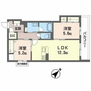 シャーメゾン セオ 帝塚山【0203号室】の間取り