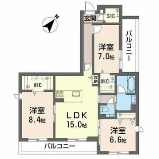 シャーメゾン伊藤【0201号室】の間取り