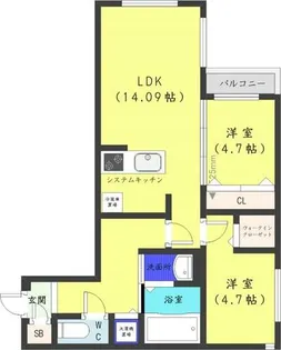 ラクラス大通東【2階】の間取り