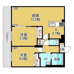 レジデンス白石中央Ⅰ【202号室】の間取り