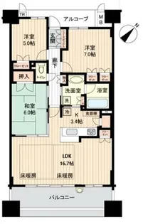 リバーガーデンコスモスクエア【1213号室】の間取り