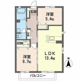 アミー筒井A・B【B201号室】の間取り