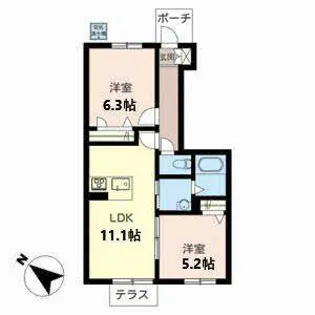 プルミエ-ル豊野【1階】の間取り