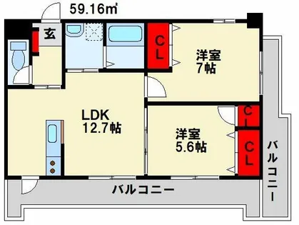 ルボンディール・キティ【405号室】の間取り