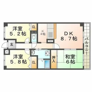 塚口コーストヒルズ【4階】の間取り