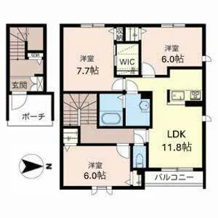 アシスト木津A棟・B棟【2階】の間取り