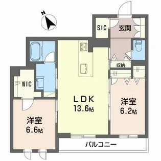 シャーメゾン ヴィラ学園前【0201号室】の間取り