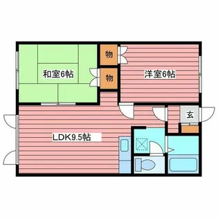 キーウエストハウス月寒【102号室】の間取り