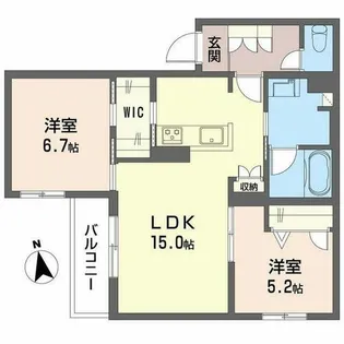 シャーメゾン セレッソ中桜塚【0202号室】の間取り