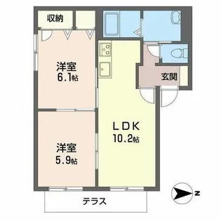 メゾン・ド・ブルーム【A101号室】の間取り