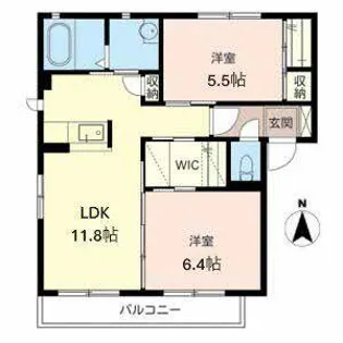 ヴィラコート常盤A【0201号室】の間取り