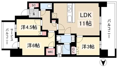 プレサンス名駅南ブリエ【3階】の間取り