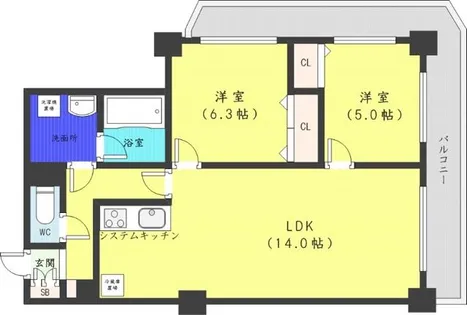 PRIME URBAN札幌 RIVER FRONT【3階】の間取り