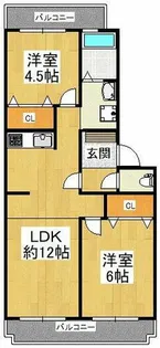 ヴィラ仲谷向陽台【2階】の間取り