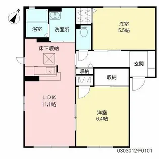 ファンテージ21 F棟【F0101号室】の間取り