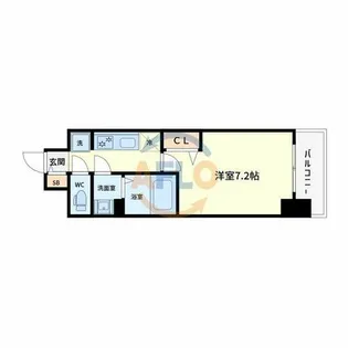 プレサンス大国町ラヴェニール【7階】の間取り