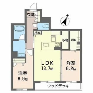 シャーメゾンArtsy【0102号室】の間取り