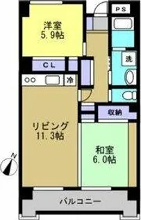 ハイヒルズクマノ【3C号室】の間取り