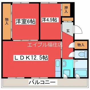 ビレッジハウス東月寒4号棟【5階】の間取り