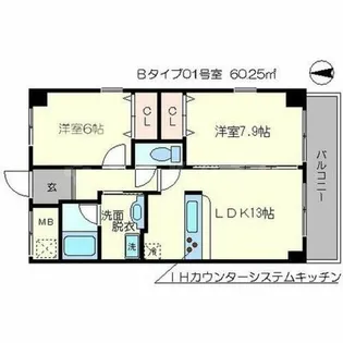 ベリエ茶五【6階】の間取り