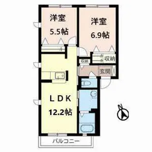 ティアラ・駅南A・B【2階】の間取り