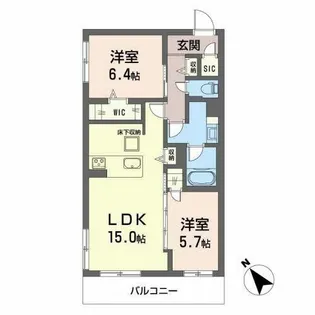 ベレオ築地町【0101号室】の間取り