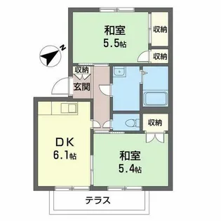 ウエストコート二見【0102号室】の間取り