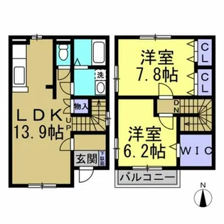 めるべいゆ【2号室】の間取り