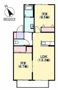メジンK B棟【203号室】の間取り