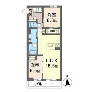 シャーメゾンレジデンス夜明【1階】の間取り