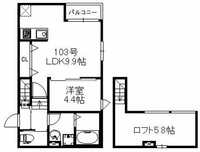 ソラーレJR久留米駅南【103号室】の間取り