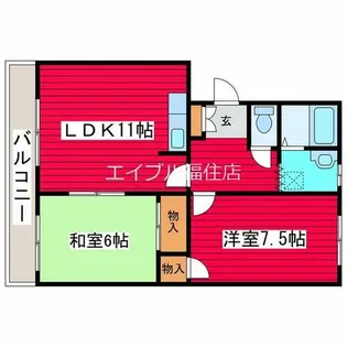 グリーンハイム嵯峨【3階】の間取り