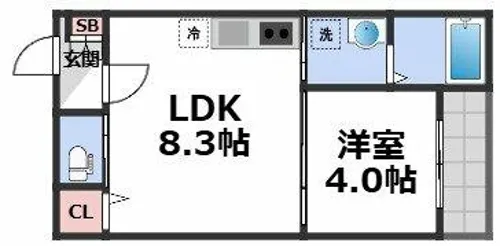 サフィール ロジェ大阪城公園【3階】の間取り