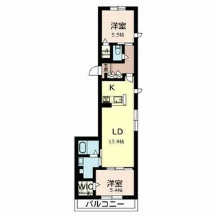 ベルドミール浦堂【0201号室】の間取り